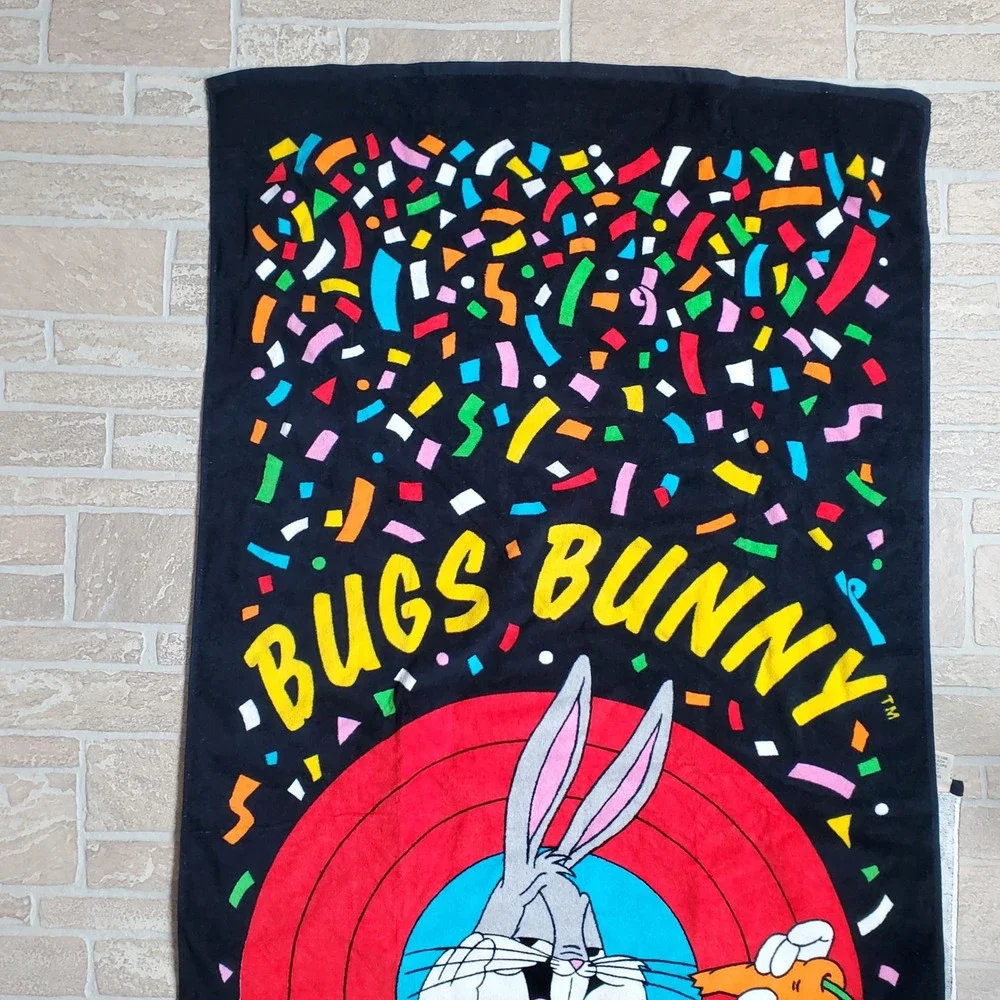 Vintage‎ 1989 Bugs Bunny 50th Anniversary Beach Towel Franco Looney Tunes 29x57